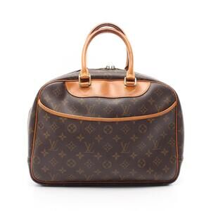 Louis Vuitton Deauville Bowling Vanity Handbag Leather Monogram Brown